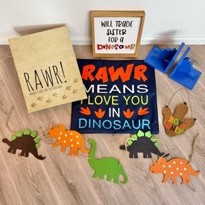 Dinosaur Themed Kids Room Decor (6 Piece Lot)